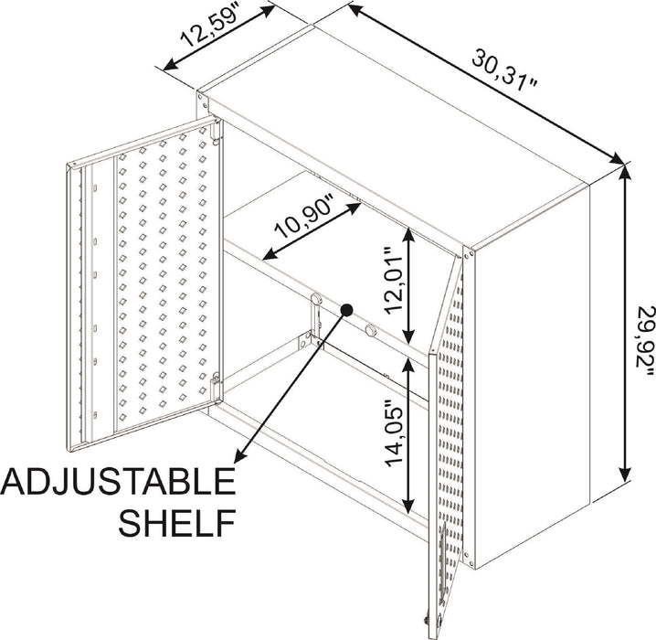 Armoire flottante Fortress de Manhattan Comfort de 30 po en métal texturé avec tablettes réglables pour le garage - blanche