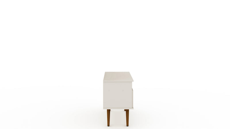 Meuble pour téléviseur Tribeca de Manhattan Comfort de 35,43 po de style moderne du milieu du 20e siècle avec pattes en bois massif - blanc cassé