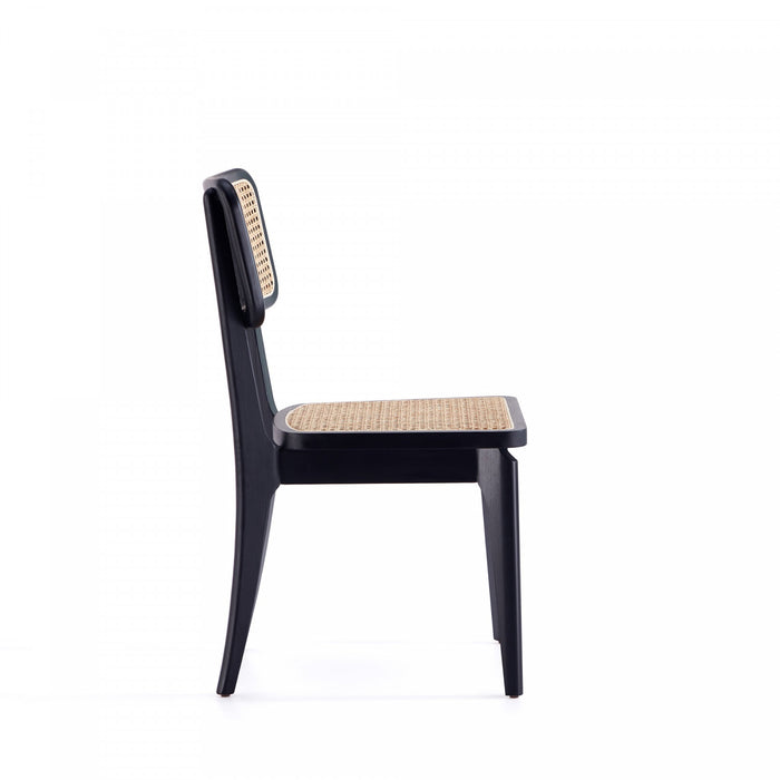 Chaise de salle a manger Giverny Industry Chic en bois noir et naturel - Lot de 4