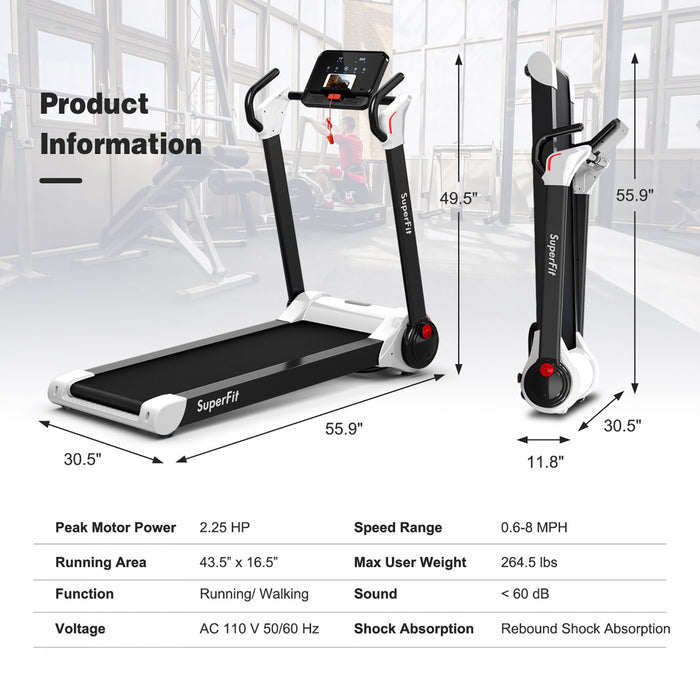 Tapis De Course Pliable 2,25cv Superfit Avec Haut-parleur Bluetooth