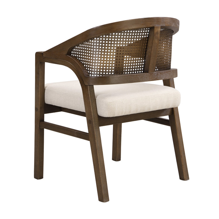 Liam Ensemble de 2 chaises de salle a manger confortables avec dossier en rotin et structure en bois de caoutchouc, noyer
