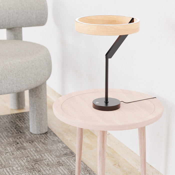 Lampe de table à DEL de 18 po noir mat de conception inclinée