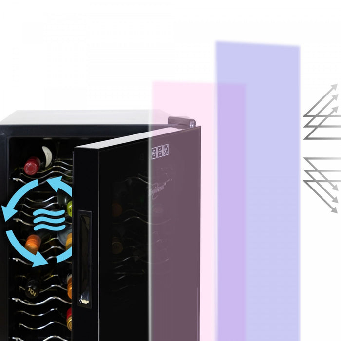 Cellier Koolatron pour 20 bouteilles de vin avec porte en verre miroir