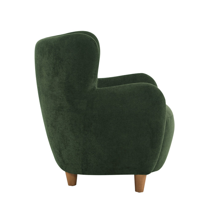Sophia Fauteuil confortable rembourre avec dossier a oreilles, vert olive