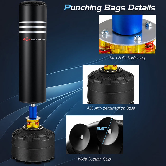 Sac De Boxe Autoportant 178 Cm Et 100 Kg Goplus, Avec 12 Amortisseurs De Base A Ventouse