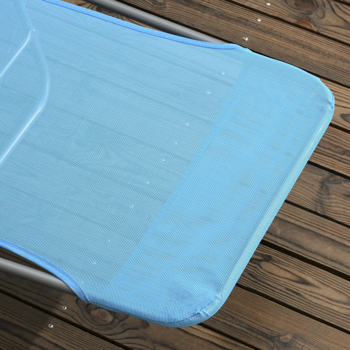 Outsunnychaise Longue Pliante 2 Pcs, Chaises De Piscine Inclinables, Bleu