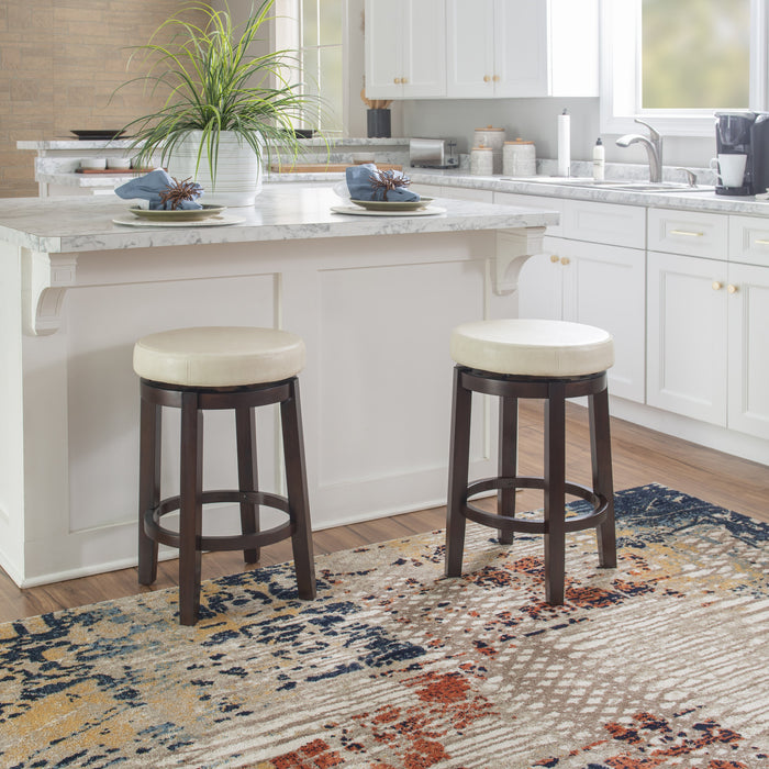 Tabouret Maya de hauteur comptoir en similicuir - beige