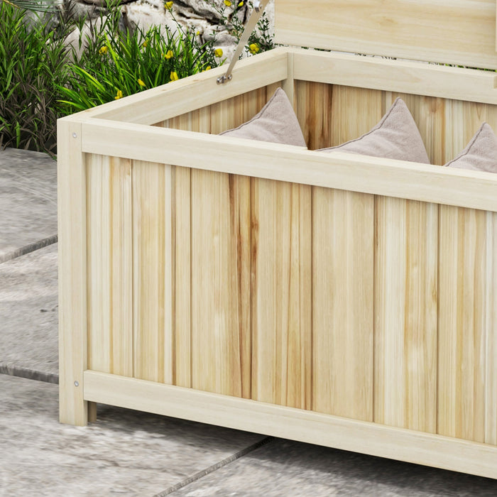 Outsunny Coffre de Terrasse en Bois 45 Gal, Boite de Rangement Exterieur