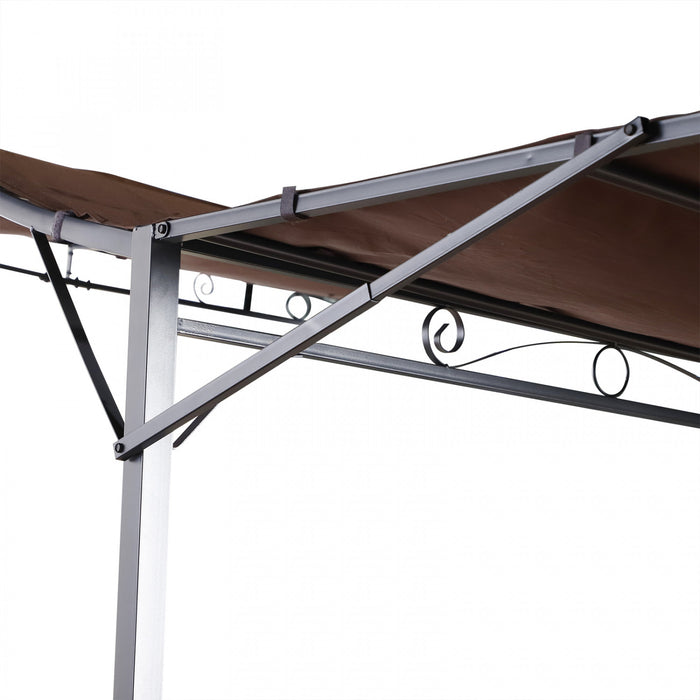 Pergola Tonnelle De Jardin Avec Auvent Reglable Metal Epoxy Polyester Creme