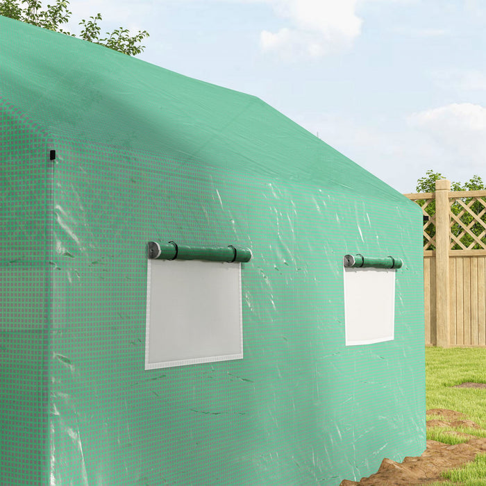 Outsunny Serre Tunnel Avec Couverture Pe Resistante Aux Uv