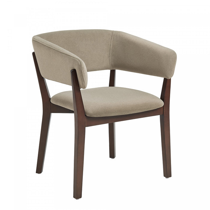 Fauteuil Blake moderne en faux mohair avec accoudoirs en bois, lin – Lot de 2