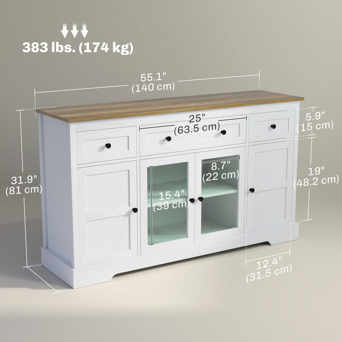 HOMCOM Buffet, meuble bar a cafe, blanc vieilli