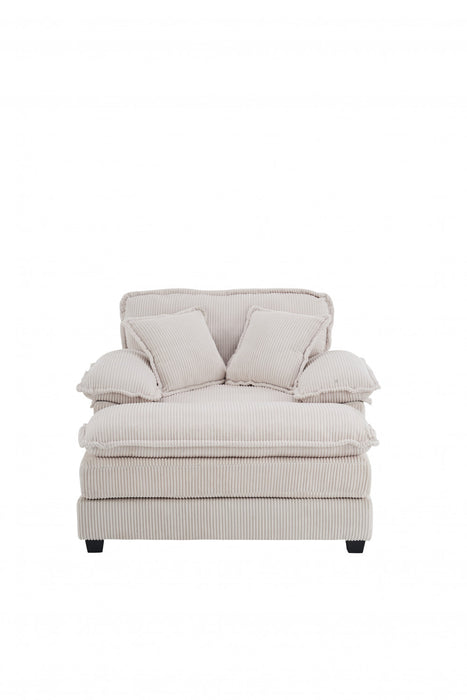Liam Canape d'interieur moderne en velours cotele 46,9\" avec 2 coussins moelleux, Blanc