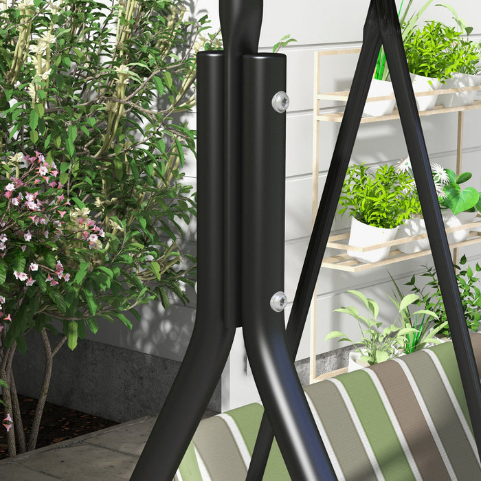 Outsunny Balancoire De Patio 3 Places Avec Auvent Reglable, Vert