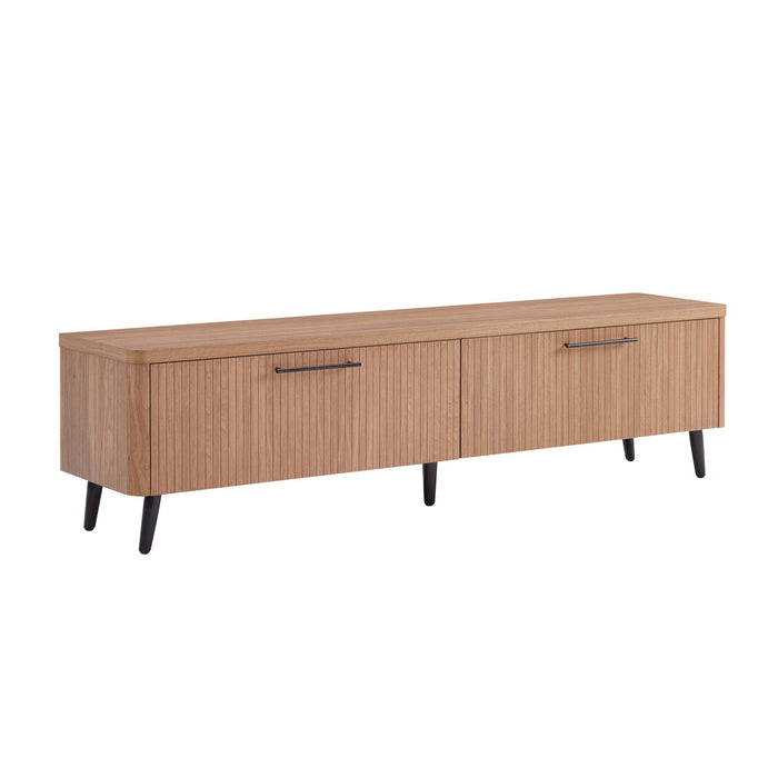 Meuble TV Jodie style Mid-Century Modern a cannelures, 175 cm, erable