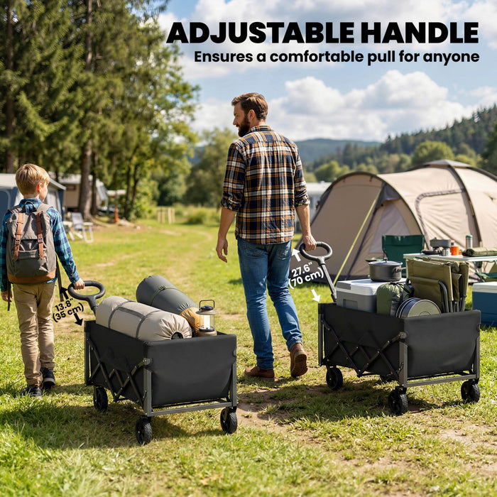 Outsunny Chariot Pliable de 60L avec Roues, Noir