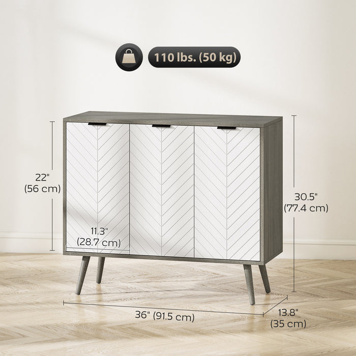 HOMCOM Armoire de rangement buffet armoire d'appoint etageres reglables