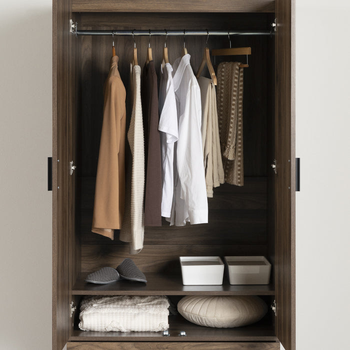 Musano Armoire Penderie Avec Portes Et Tiroir - Noyer Naturel