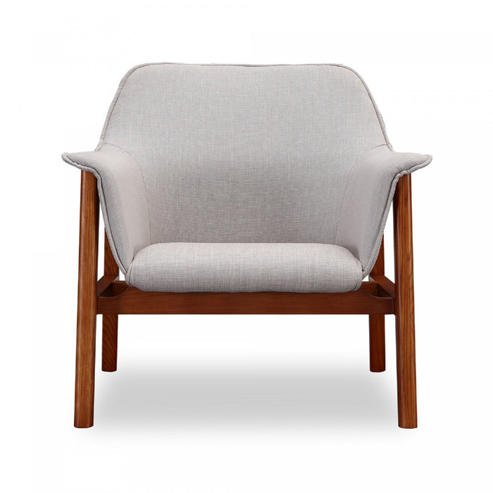 Fauteuil d’appoint Miller style milieu du siecle en tissu lin gris – Lot de 2