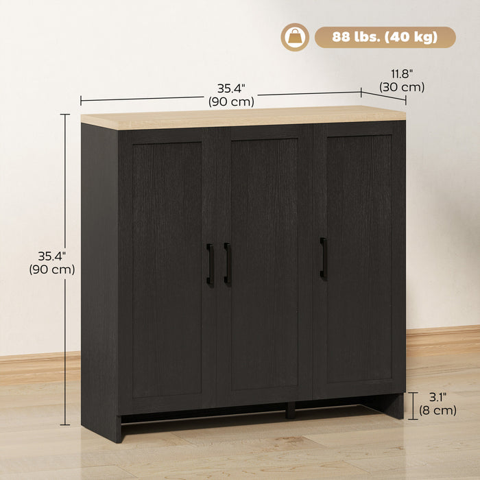 HOMCOM Armoire buffet moderne avec etageres reglables, noir