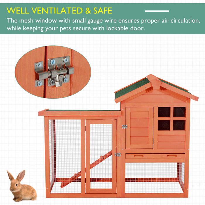 Pawhut 121,9 X 61 X 91,4 Cm De Luxe Clapier Etanche En Bois Pour Lapin Cage Pour Petits Animaux Avec Echelle Et Enclos