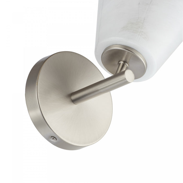 Applique Murale A 1 lampe Brooke, Nickel Brosse Avec Verre Blanc Vaporeux