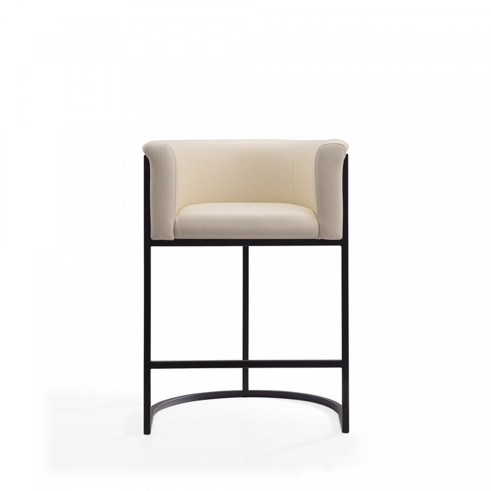 Tabouret de comptoir moderne du milieu du siecle en metal et tissu creme Cosmopolitan - Lot de 3