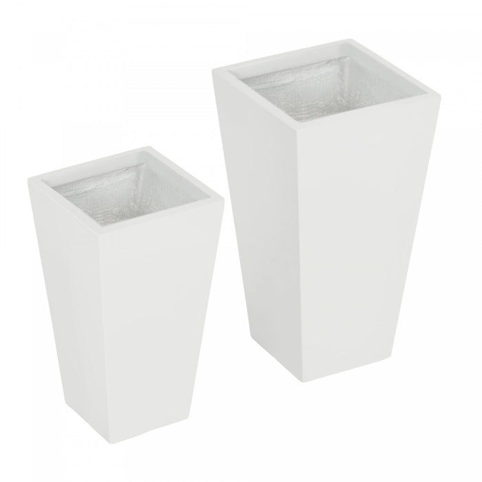 Outsunny Lot de 2 pots de fleurs d'exterieur avec trous de drainage, Blanc