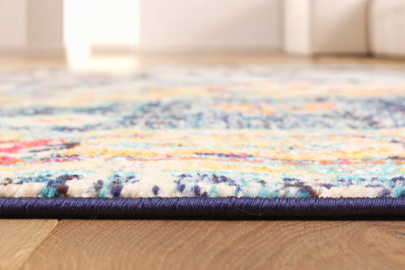 Tapis Traditionnel Lotus 5'0\" x 8'0\" en Bleu marin