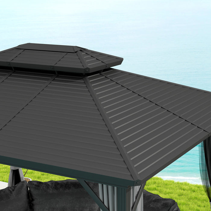 Outsunny Gazebo Exterieur En Aluminium A Toit Rigide 10x12 Pi, Gris Clair