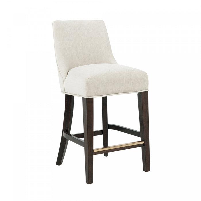 Tabouret de comptoir moderne en bois avec chenille Beever, creme - Lot de 3