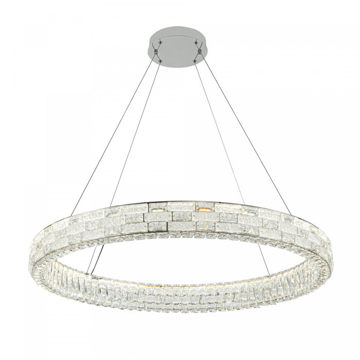 Lustre A Del Integrees Elegance 40 po, Chrome Avec Verres En Cristal