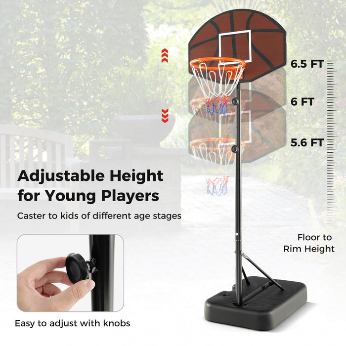 Costway Basketball Hoop 5.6-6.5 Ft Reglable En Hauteur Pour Les Enfants Avec Tableau Arriere A L'epreuve