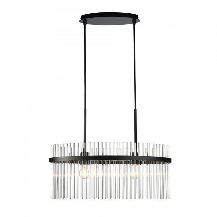 Lustre Ava A 2 lampes, Noir Avec Tiges En Verre