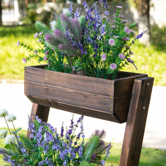 Lit De Jardin Sureleve A 3 Niveaux Outsunny Supports De Pots De Fleurs En Bois D'exterieur Autoportants Verticaux