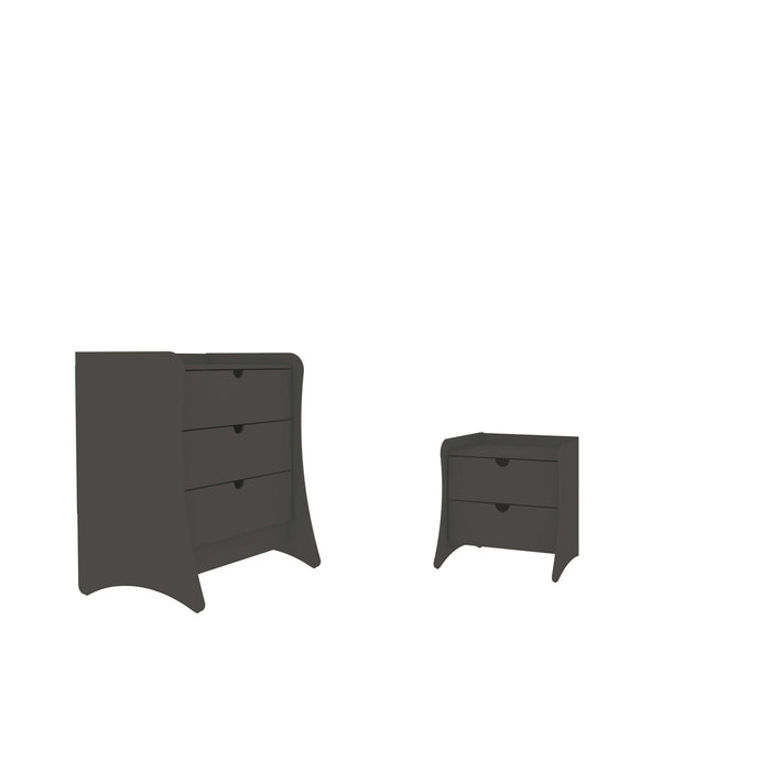 Ensemble de commode 2 pieces Coney style milieu du siecle en gris charbon