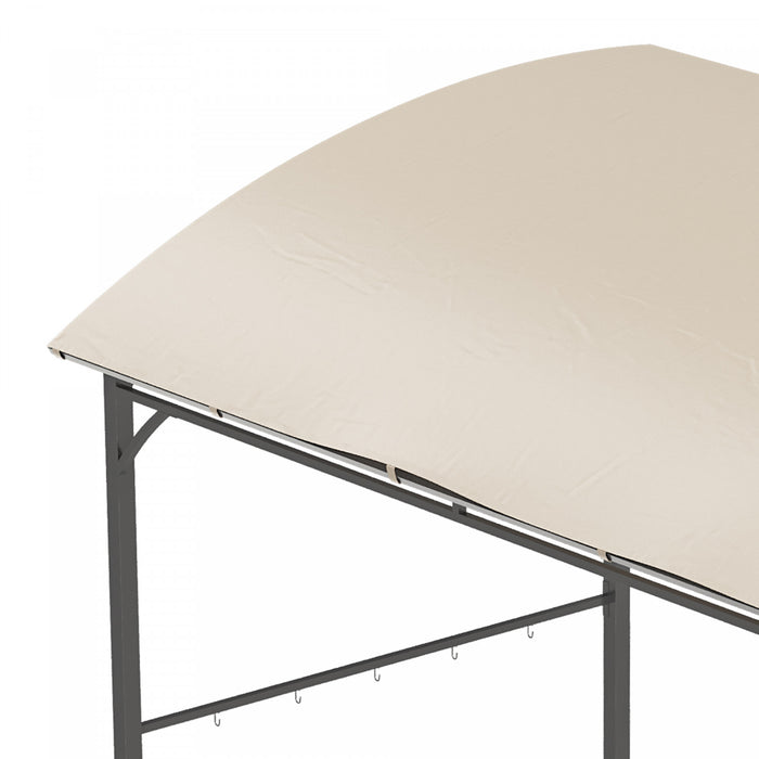 Outsunny 7' X 5' Bbq Tente De Gazebo De Gril, Auvent De Gril De Jardin Avec Cadre En Acier Et Crochets, Parasol D'exterieur, Beige