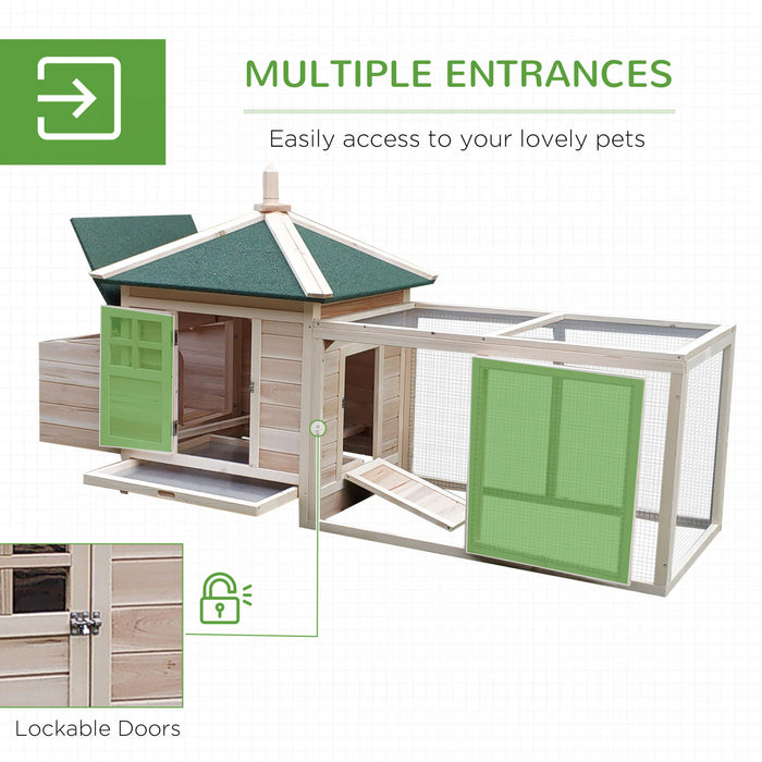 Pawhut 77\" Poulailler Cage Lapin Clapier Volaille Exterieur Cour Avec Nichoir Aire De Jeux Naturel
