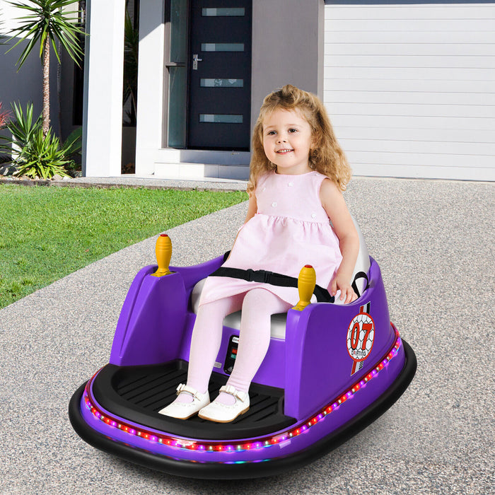 Costway 12v Vehicule 360¡a Spin Race Toy Kids Ride Sur La Voiture Pare-chocs W / Telecommande Violet