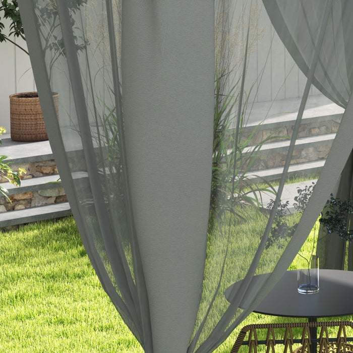 Outsunny Tente D'auvent De Pavillon De Patio De 12' Avec Filet, Gris Clair