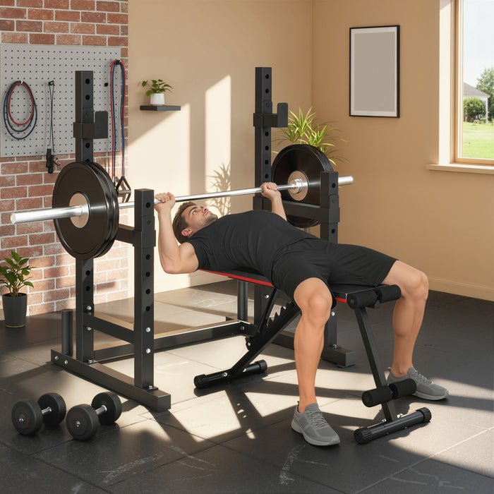 Soozier Support a squat reglable, support multifonction pour halteres, noir