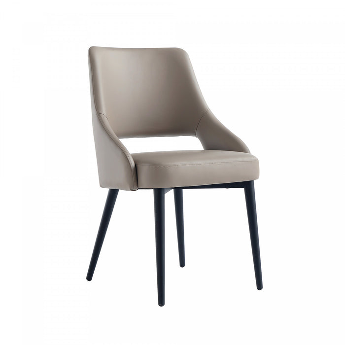 Chaise de salle a manger moderne Tremont en metal et cuir vegetalien taupe