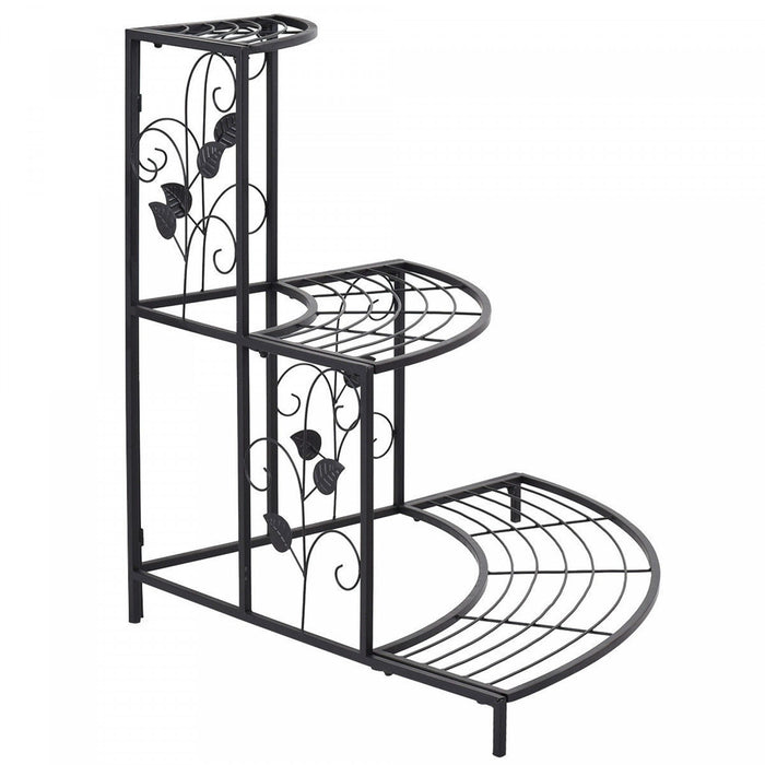 Costway 3 Niveaux Floral Coin Plante Stand Metal Pot De Fleurs Etagere Escalier Affichage Echelle