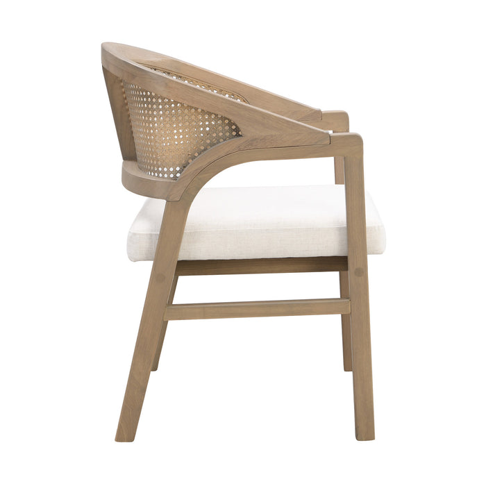 Liam Ensemble de 2 chaises de salle a manger confortables avec dossier en rotin et structure en bois de caoutchouc, frene clair