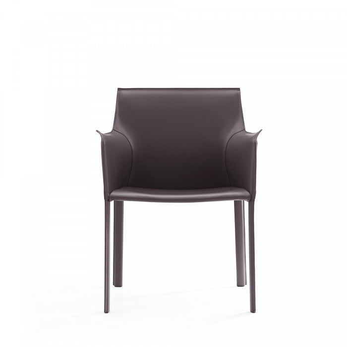 Chaise laterale moderne en cuir vegetalien gris Paris - Lot de 2