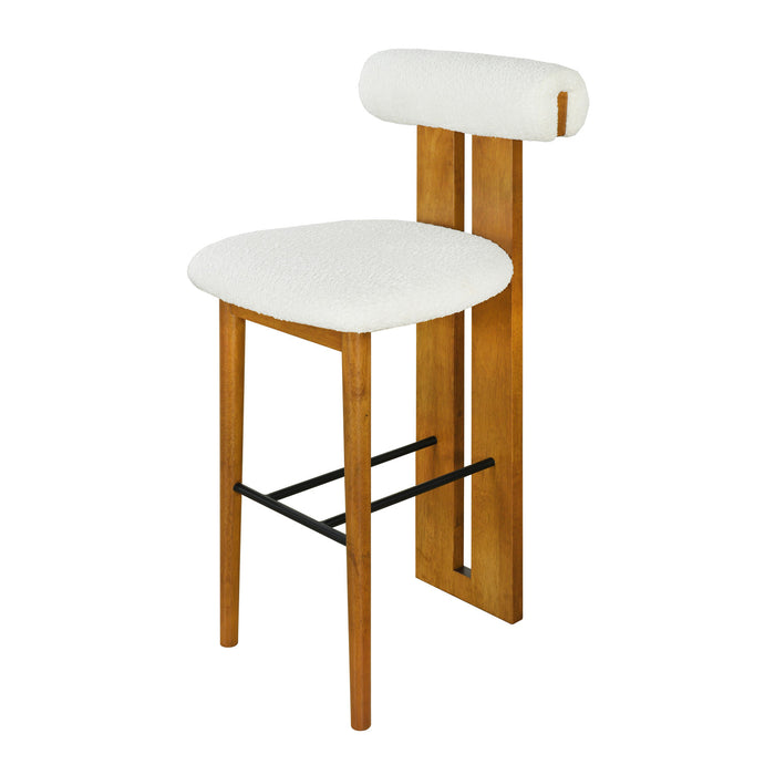 Sophia – Lot de 2 tabourets de bar modernes d’interieur en bois d’hevea avec dossier de soutien, coloris blanc et noyer