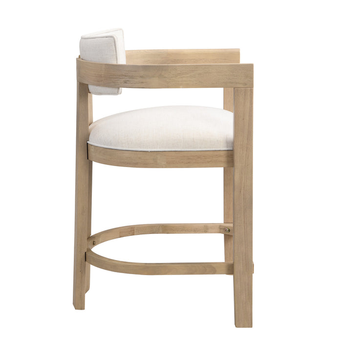 Ensemble De 2 Tabourets Tiffany De 26 Po (Hauteur De Comptoir) Avec Structure En Bois Massif, Tissu aspect lin -  Fini Naturel