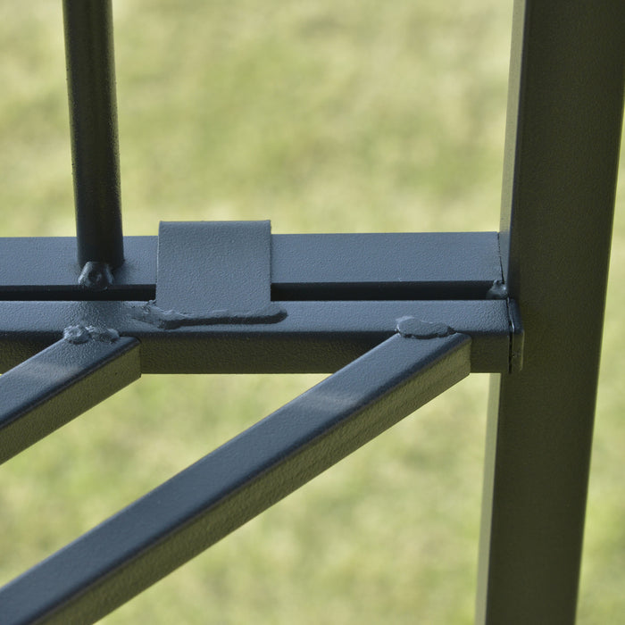 Auvent De Terrasse Exterieure Outsunny 10 Pi X 10 Pi Avec Toit A Deux Niveaux, Rideaux En Maille Amovibles, Etageres De Presentation, Crochets Superieurs, Cafe