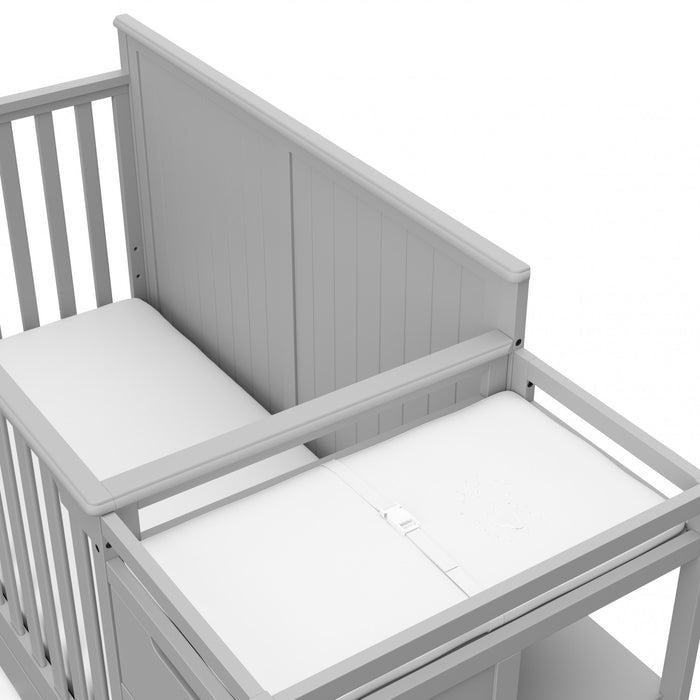 Graco Hadley Lit de bebe convertible 5-en-1 avec table a langer et tiroir - Gris galet