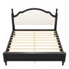 Miles Queen Size Wood Platform Bed with Curved Upholstered Headboard, Black | Lit plateforme Miles en bois format Queen avec tete de lit rembourree incurvee, noir